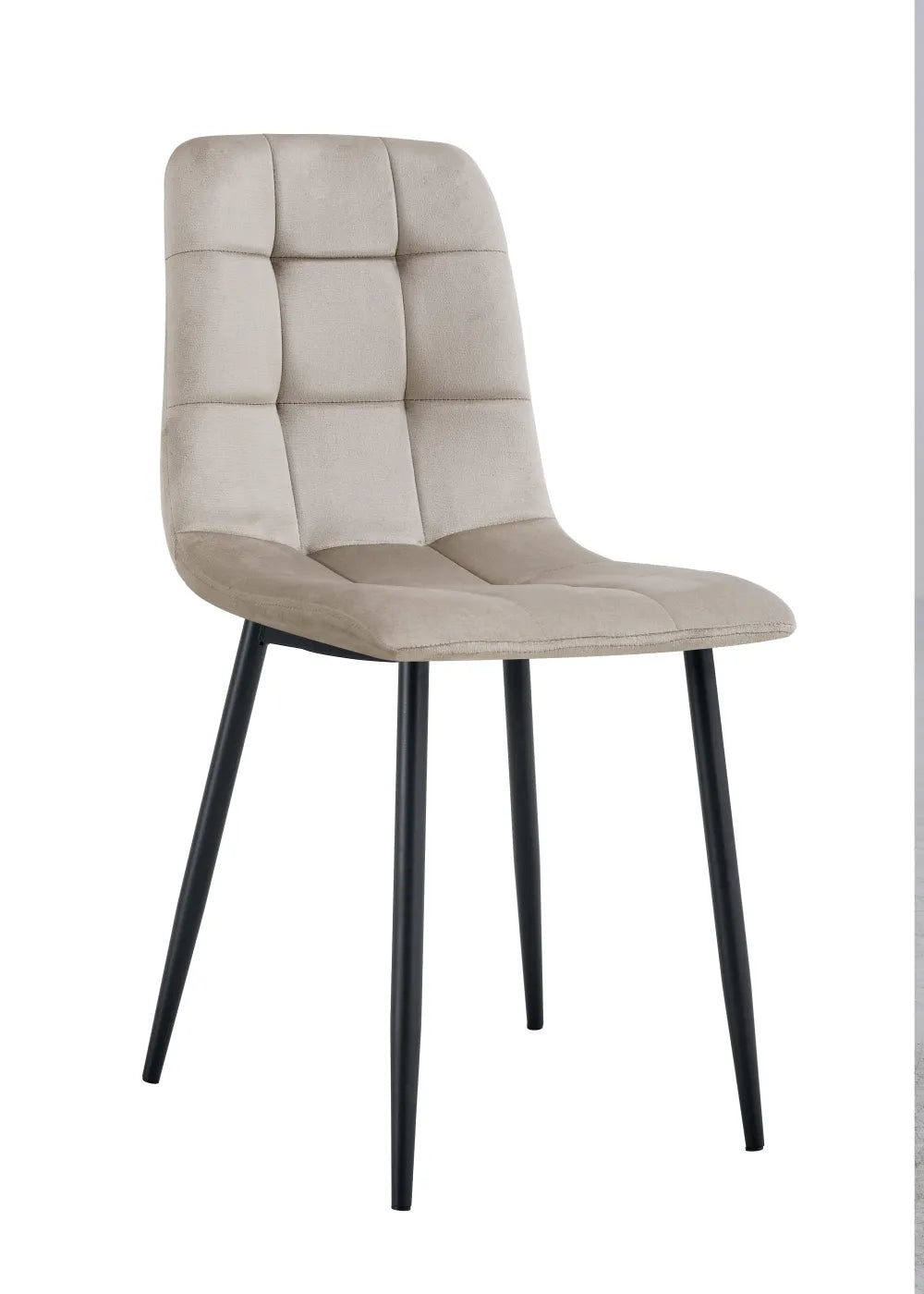 Chaise ELISA pied métal NOIR velours BEIGE, TAUPE, GRIS, ANTHRACITE et NOIR