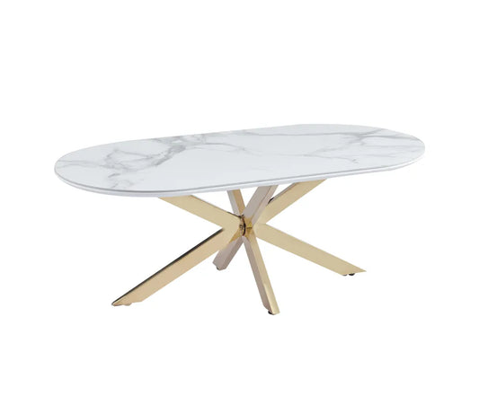 Table basse MANON PIED GOLD MARBRE BLANC 120x60cm