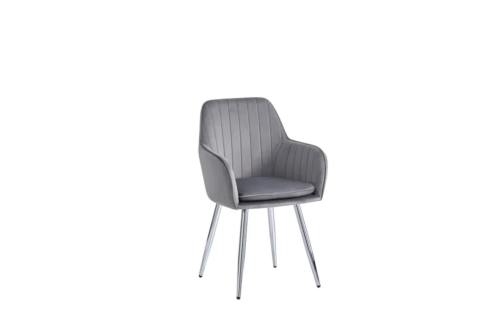 Chaise CANVAS pieds CHROME velours BEIGE, TAUPE, GRIS et ANTHRACITE