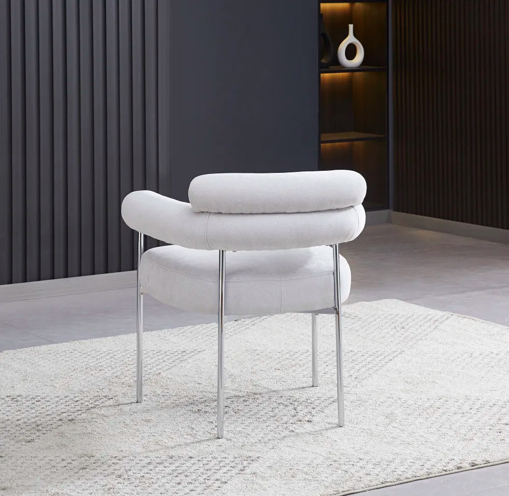 Chaise BULLE pied CHROME SERGE GRIS