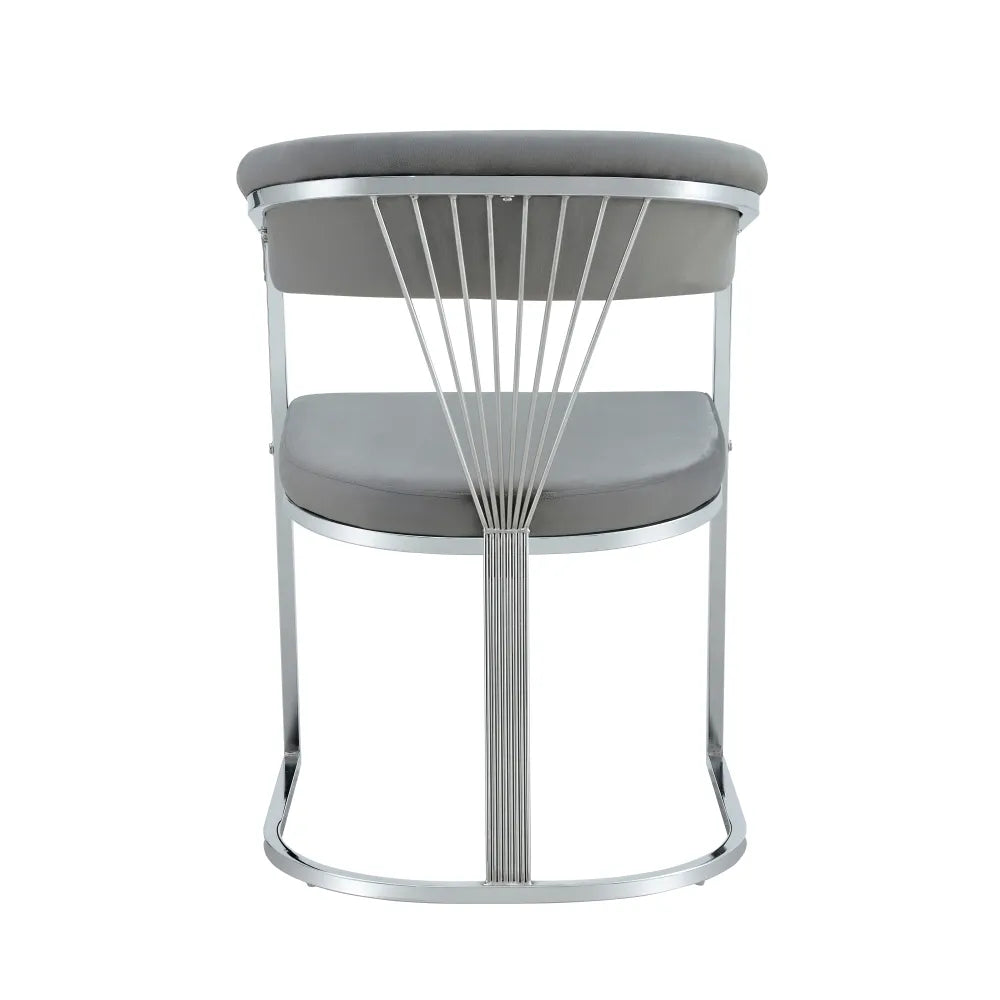Chaise BRITTANY CHROME velours gris SILVER, BEIGE