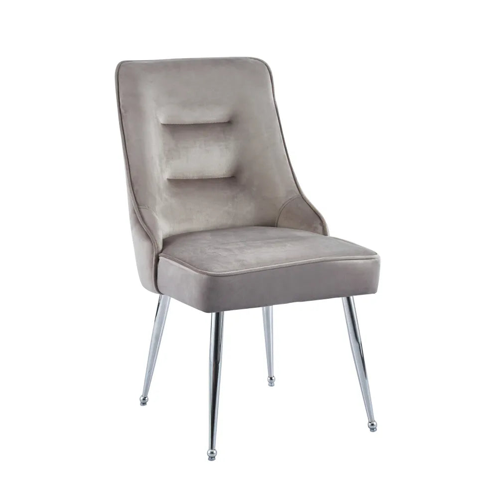 Chaise ZIP PIED CHROME velours MOKA, BEIGE, ANTHRACITE, NOIR et ROSE