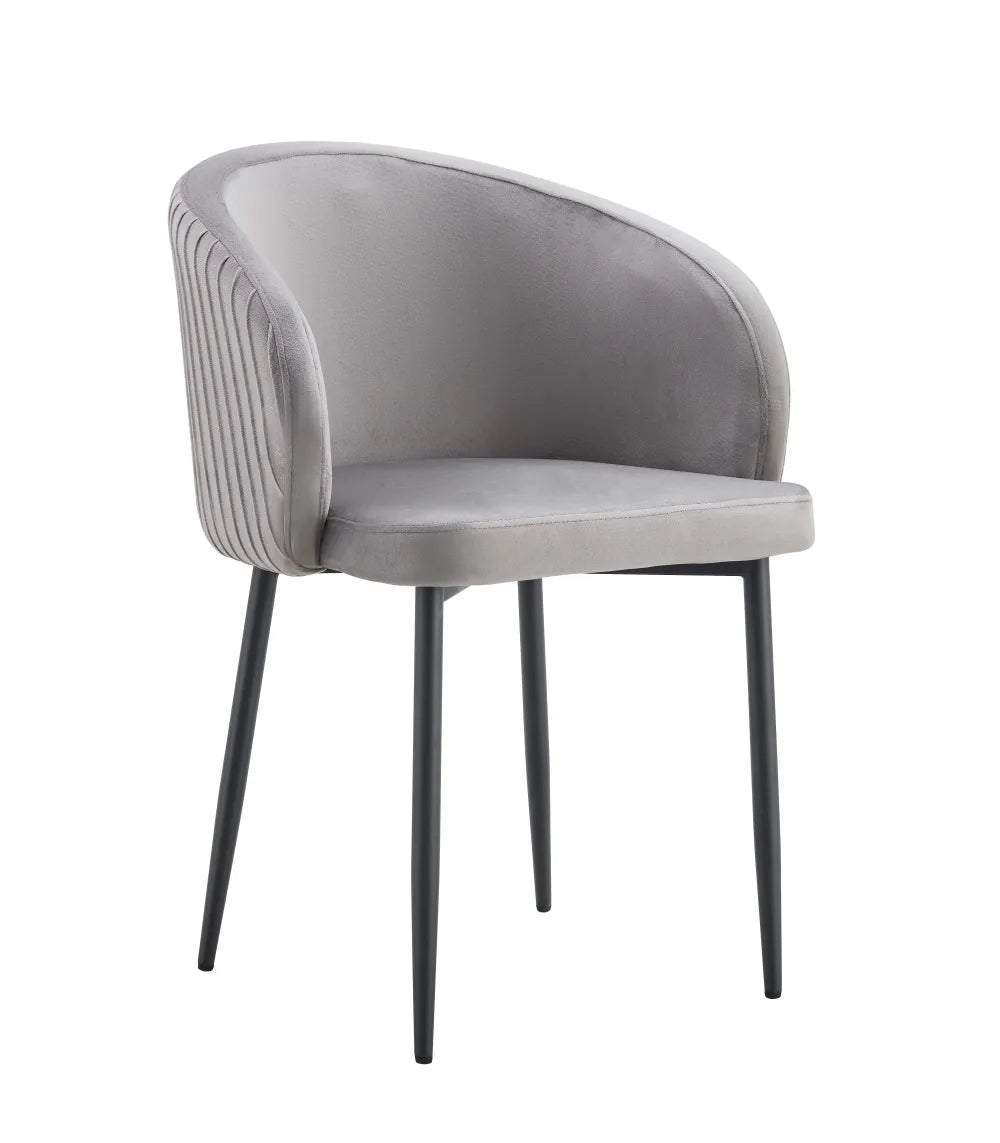Chaise CARLITA PIED METAL NOIR velours BEIGE, TAUPE, MOKA, GRIS et NOIR