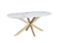 Table repas MANON PIED GOLD PLATEAU CERAMIQUE MARBRE BLANC 180x90cm