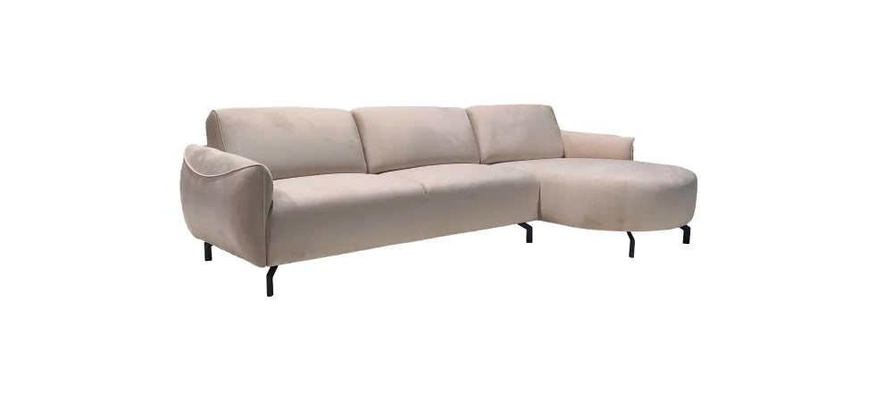 Canapé CARLTON ANGLE GAUCHE VELOURS BEIGE ET NOIR 299X160