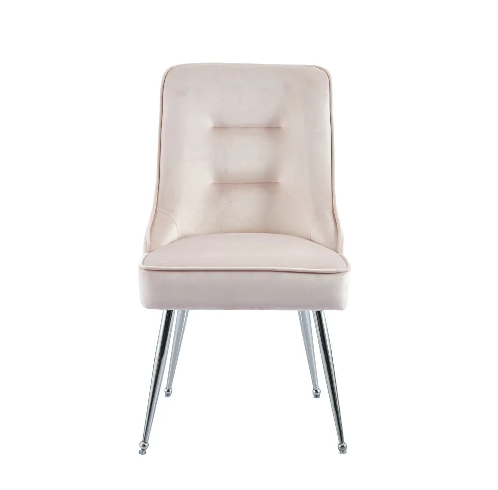 Chaise ZIP PIED CHROME velours MOKA, BEIGE, ANTHRACITE, NOIR et ROSE