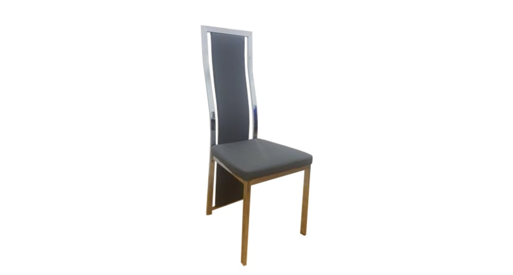 Lot de 6 chaises Dana simili cuir contour chromé #couleur_gris