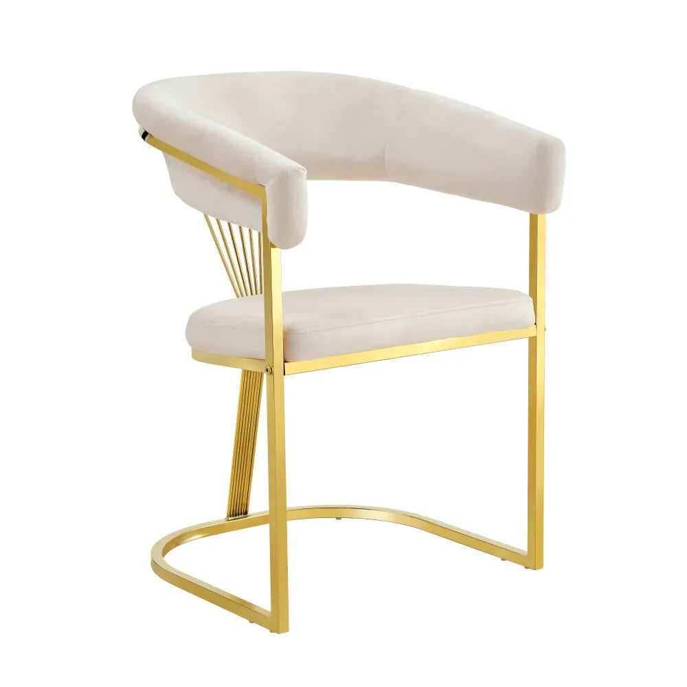 Chaise BRITTANY GOLD VELOURS BEIGE ET MOKA