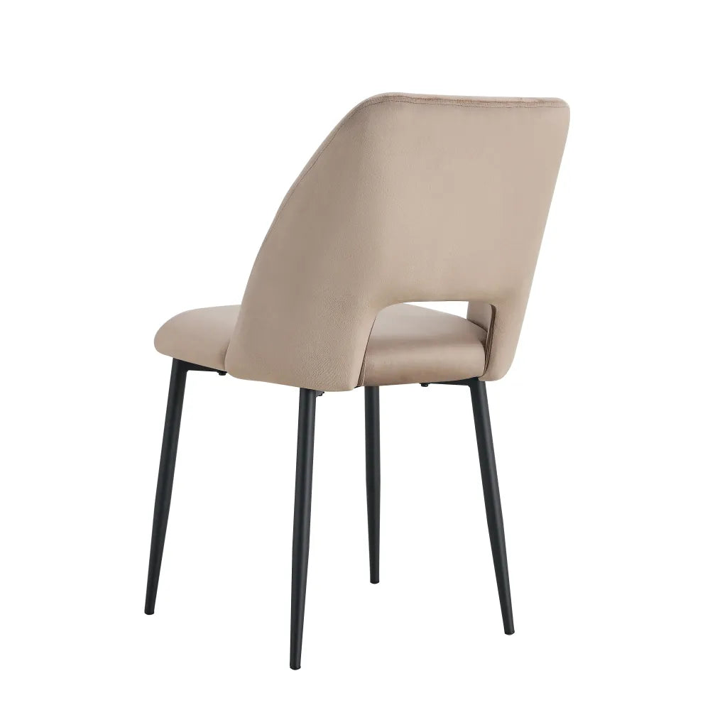 Chaise AVA métal NOIR velours TAUPE, GRIS ET BEIGE