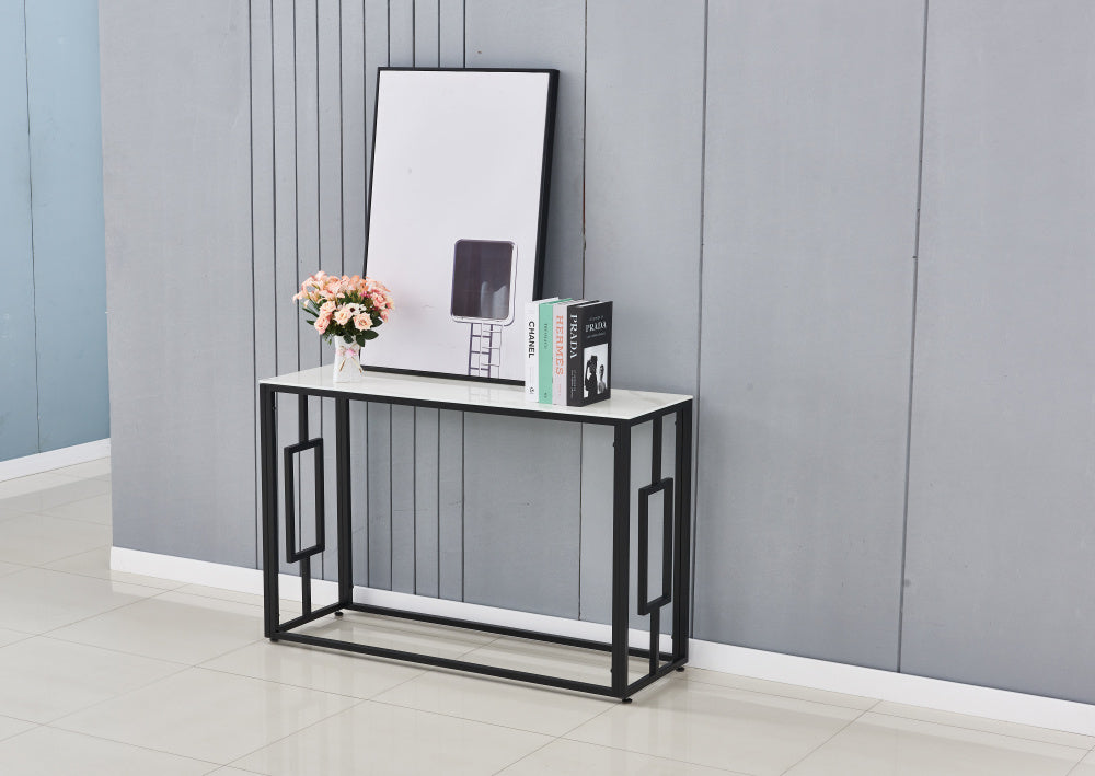 Console SOPHIE métal 120x40x78 cm #couleur_marbré-blanc