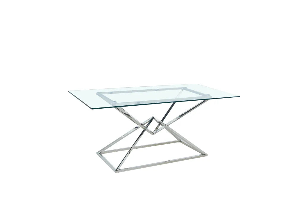 Table PYRAMIDE CHROME TRANSPARENT 180x90cm