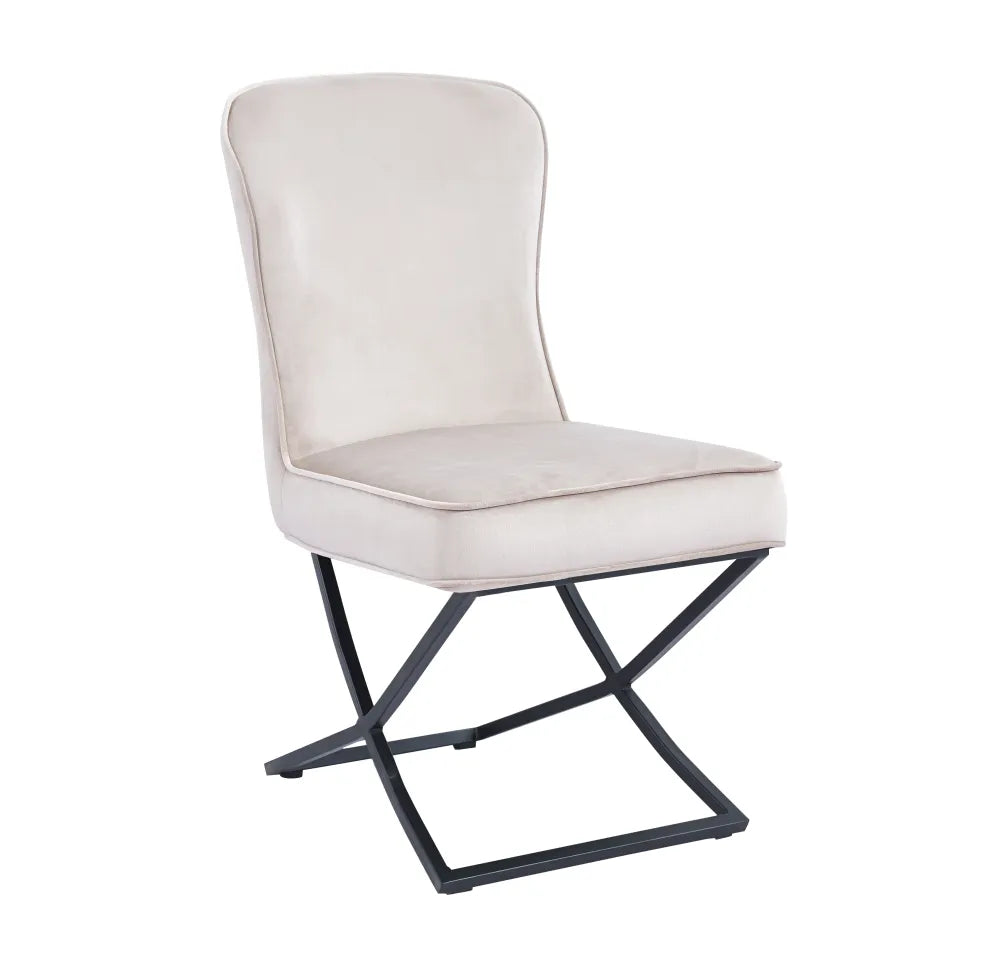 Chaise GABRIELLE METAL NOIR velours BEIGE, TAUPE, ANTHRACITE et NOIR