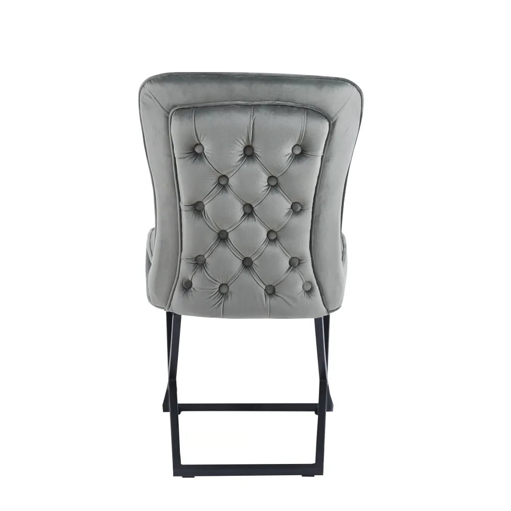 Chaise GABRIELLE METAL NOIR velours BEIGE, TAUPE, ANTHRACITE et NOIR