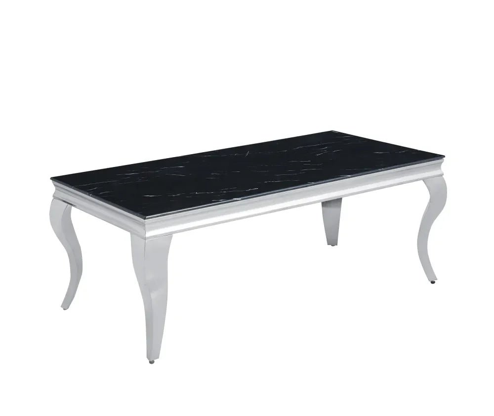 Table basse BAROQUE Chrome  120x60x45 cm #couleur_marbré-noir