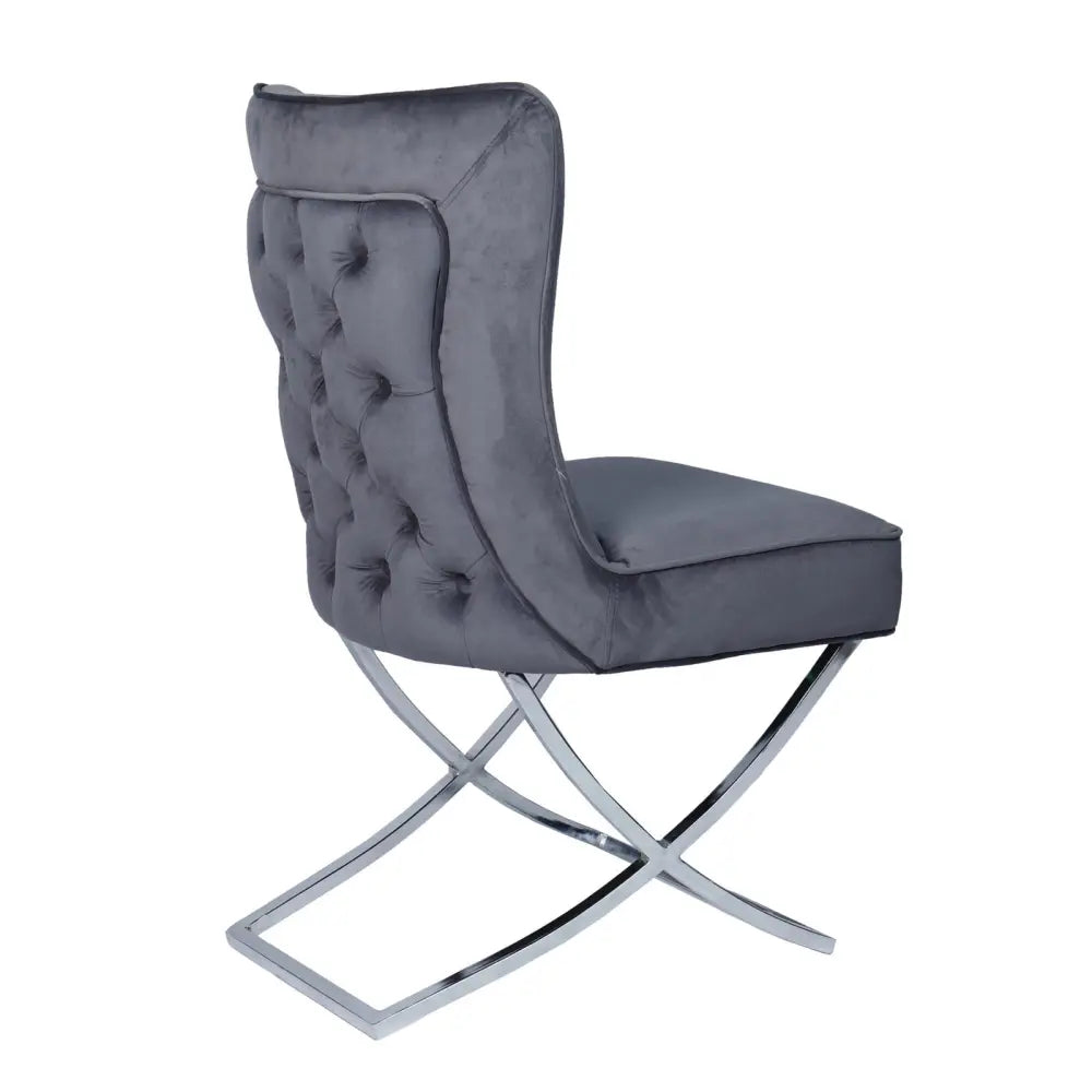 Chaise GABRIELLE pied CHROME velours BEIGE, TAUPE, ANTHRACITE, NOIR