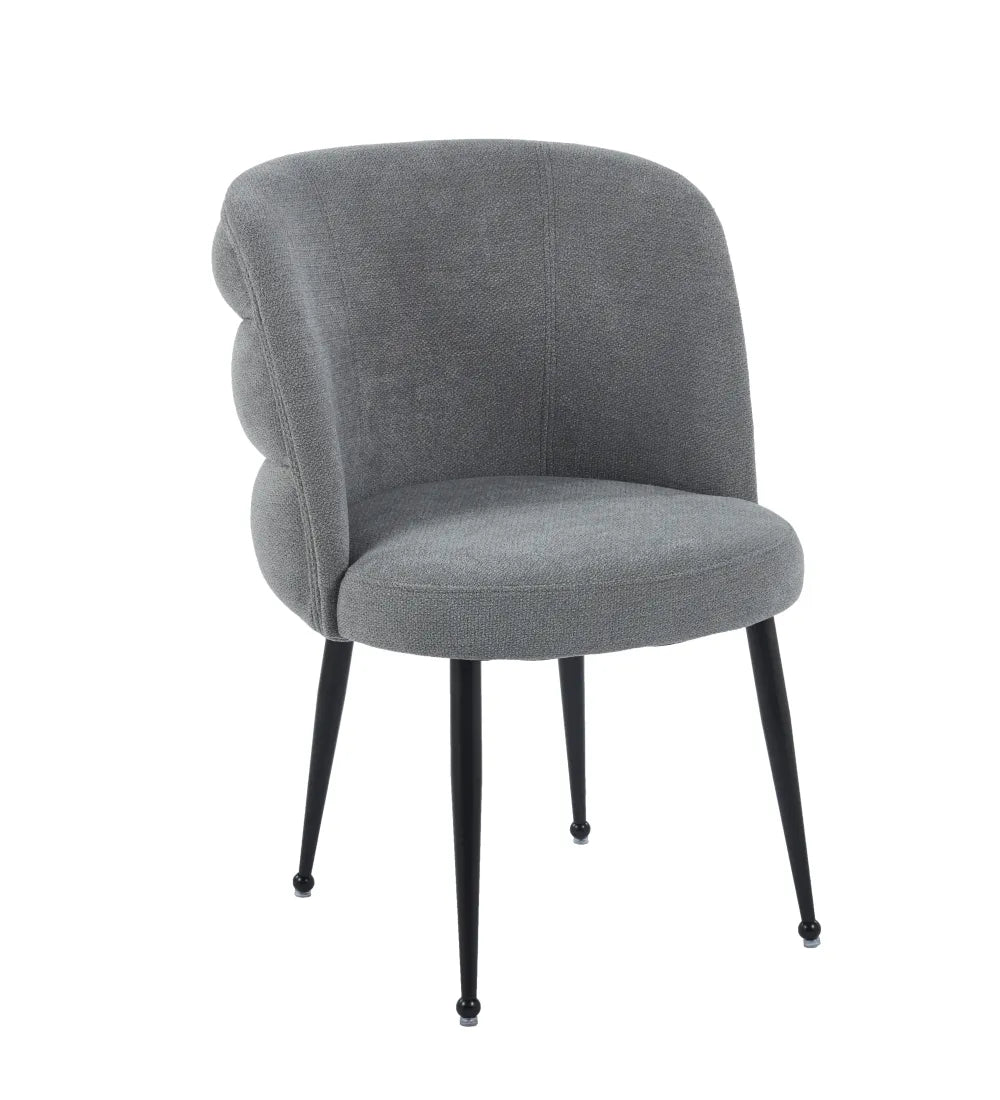 Chaise SACHA pied noir tissus effet LIN  ECRU, MOKA, GRIS, ANTHRACITE