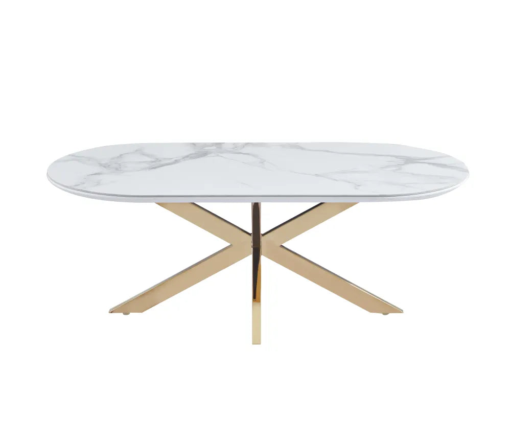 Table basse MANON PIED GOLD MARBRE BLANC 120x60cm