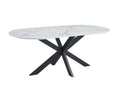 Table de repas MANON PIED NOIR PLATEAU CERAMIQUE MARBRE BLANC 200x100cm