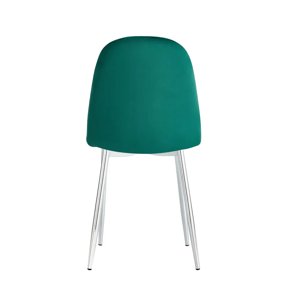 Chaise SCANDINAVE velours VERT SAPIN pied CHROME
