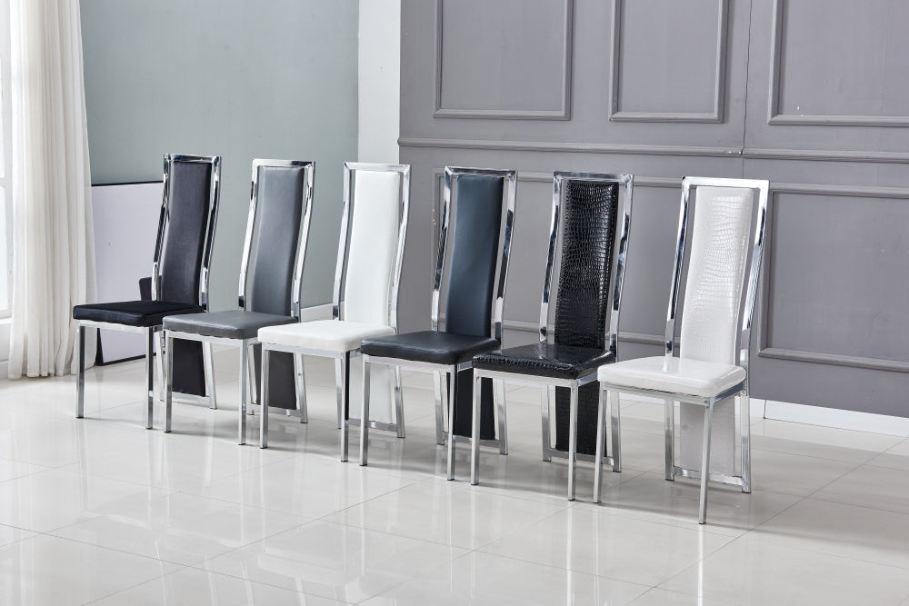 Lot de 6 chaises Dana simili cuir contour chromé #couleur_noir