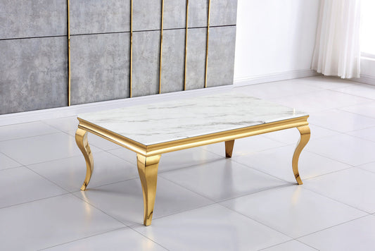 Table basse BAROQUE Gold  120x60x45 cm #couleur_marbré-blanc