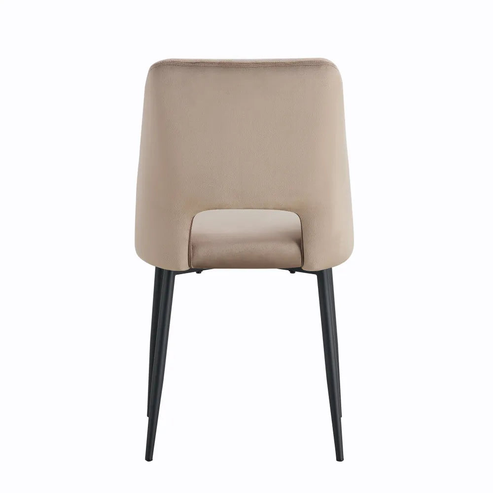 Chaise AVA métal NOIR velours TAUPE, GRIS ET BEIGE