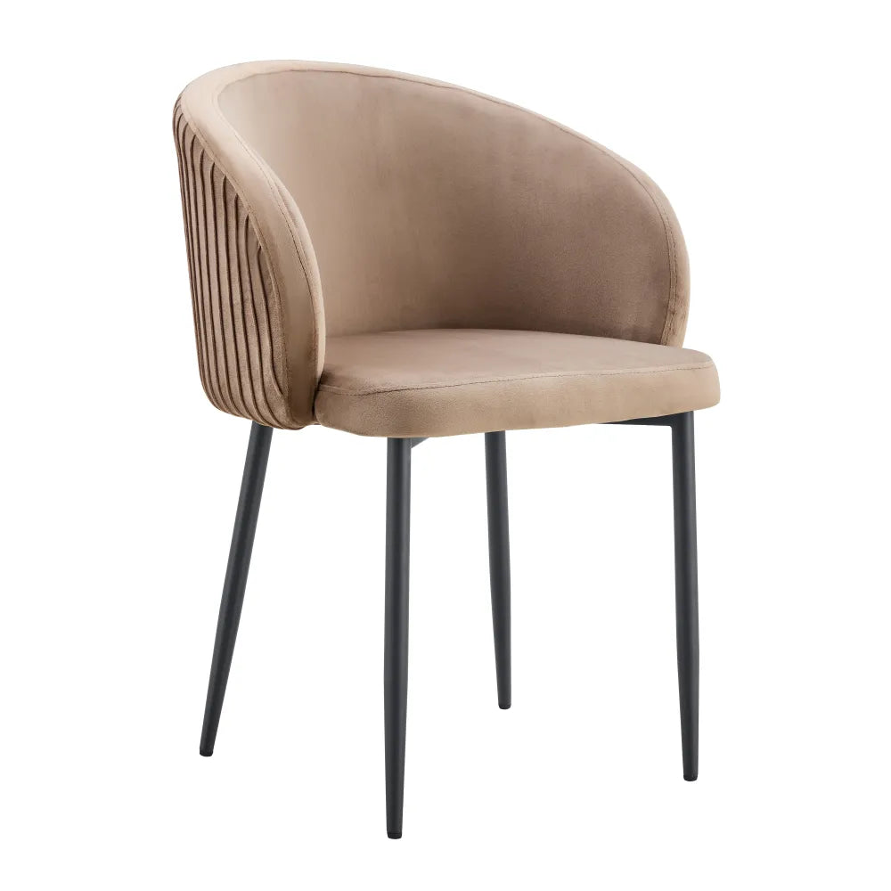 Chaise CARLITA PIED METAL NOIR velours BEIGE, TAUPE, MOKA, GRIS et NOIR