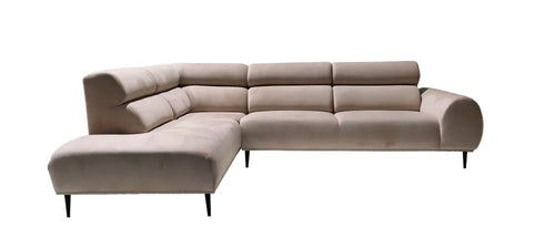 Canapé BELMONT ANGLE GAUCHE VELOURS BEIGE 285X200