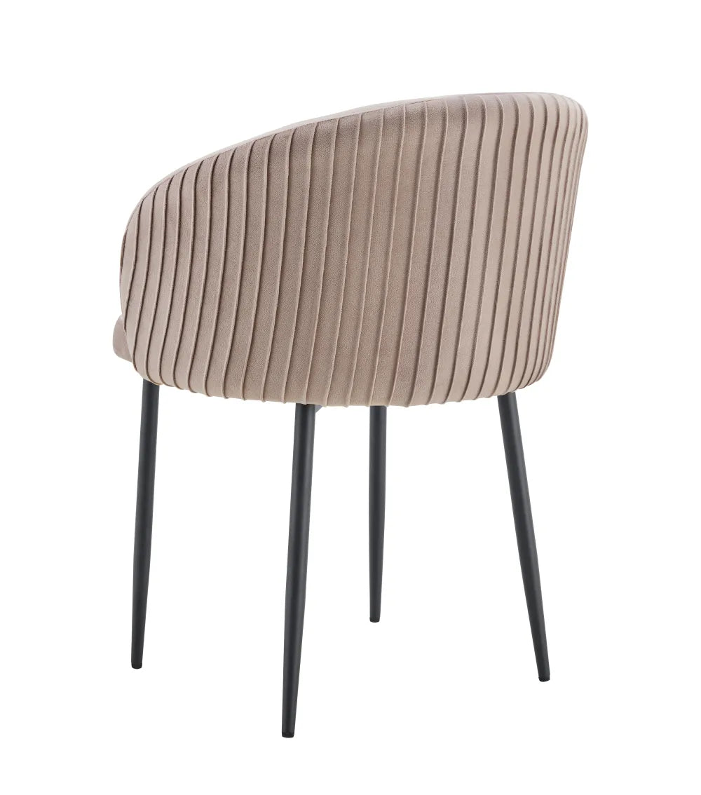 Chaise CARLITA PIED METAL NOIR velours BEIGE, TAUPE, MOKA, GRIS et NOIR