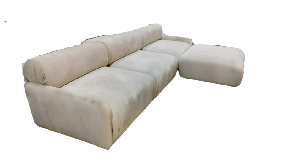 Canapé OSLO VELOURS ANTHRACITE ET BEIGE