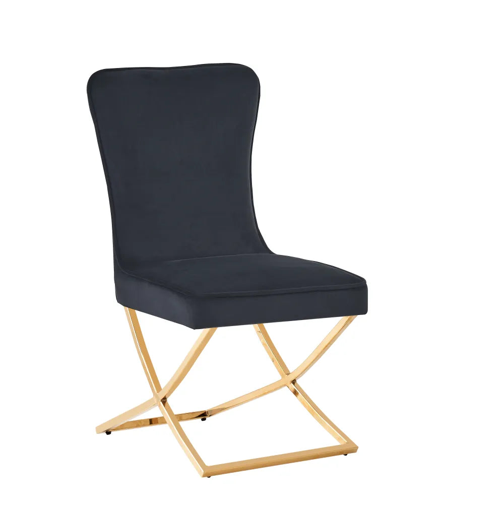 Chaise GABRIELLE GOLD velours BEIGE, TAUPE, ANTHRACITE et NOIR