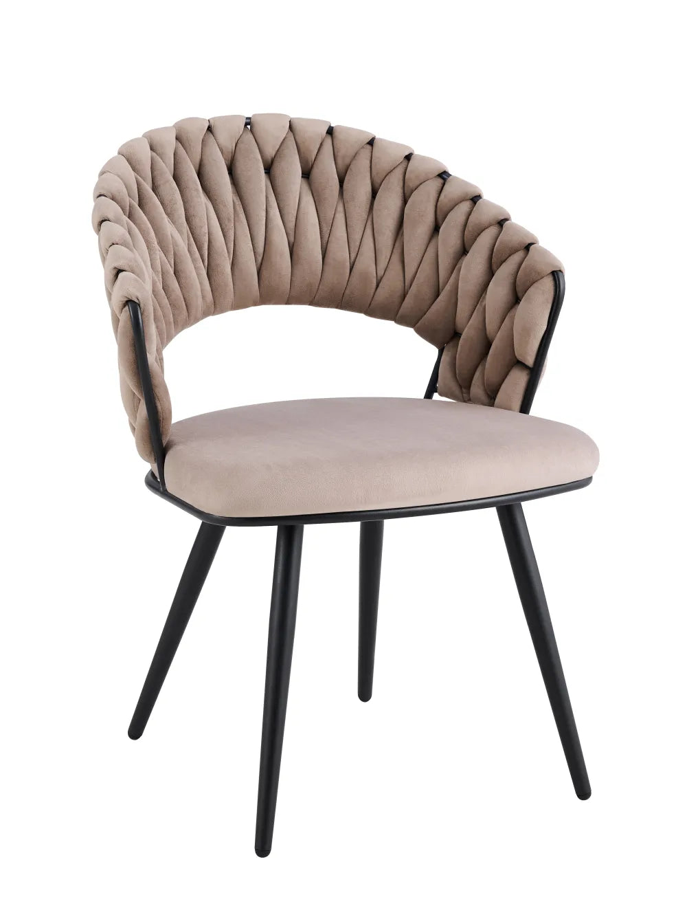 Chaise CAROLINA PIED METAL NOIR VELOURS BEIGE, TAUPE, ANTHRACITE ET LIGHT GRIS