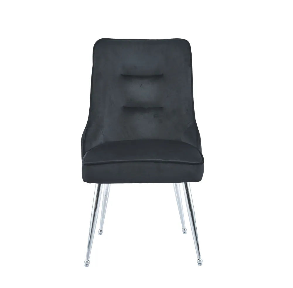 Chaise ZIP PIED CHROME velours MOKA, BEIGE, ANTHRACITE, NOIR et ROSE