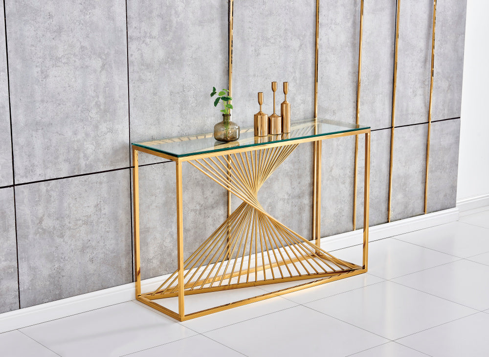 Console luxury BRITTANY en verre Transparent #couleur_gold