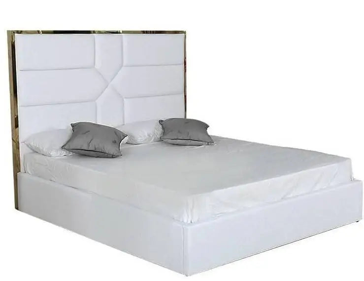 Lit MARK en simili cuir BLANC 160x200cm