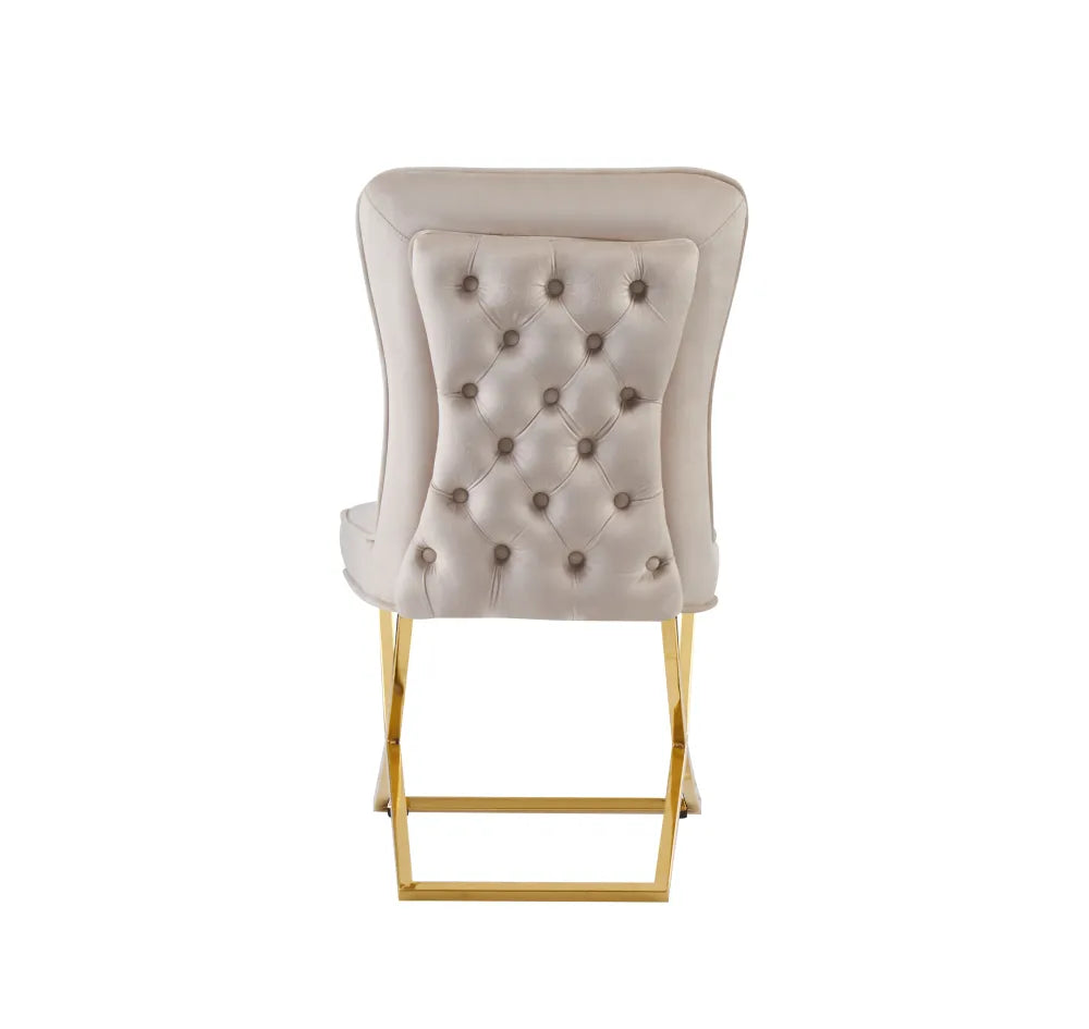 Chaise GABRIELLE GOLD velours BEIGE, TAUPE, ANTHRACITE et NOIR