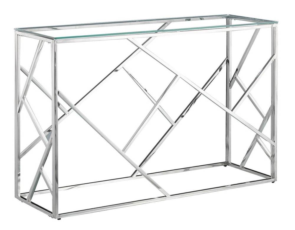 Console GEOMAG Inox Verre 120x40x78 cm #couleur_transparent
