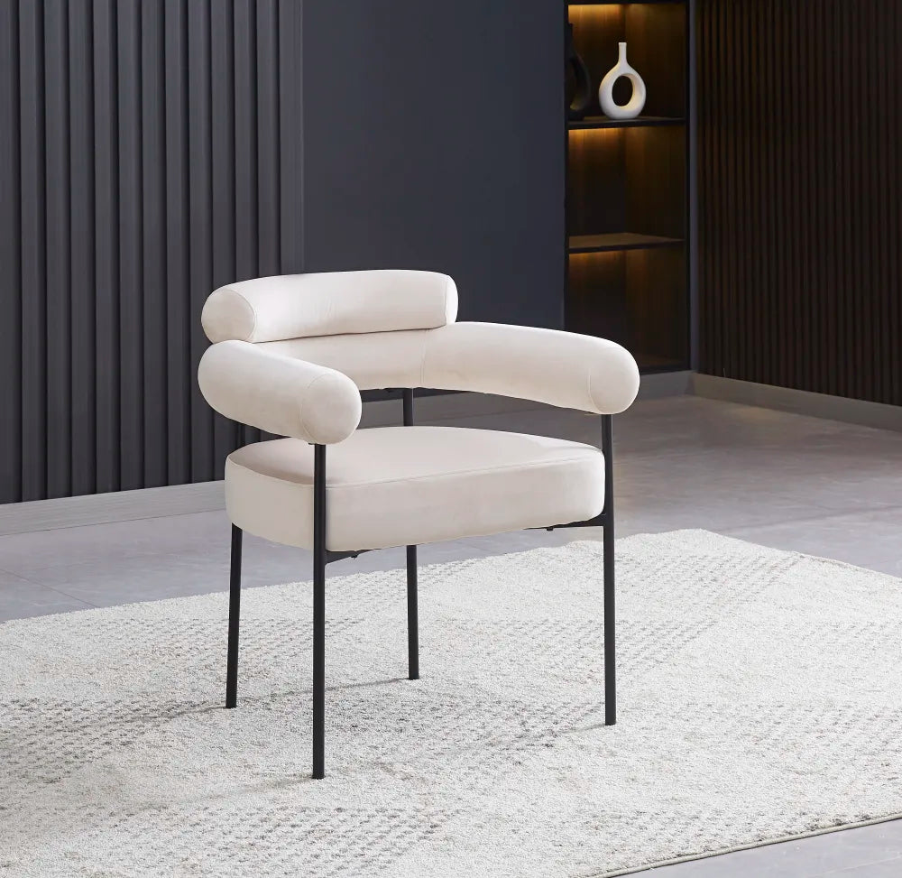 Chaise BULLE pied METAL NOIR serge GRIS et velours BEIGE