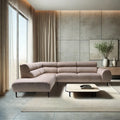 Canapé BELMONT ANGLE GAUCHE VELOURS BEIGE 285X200