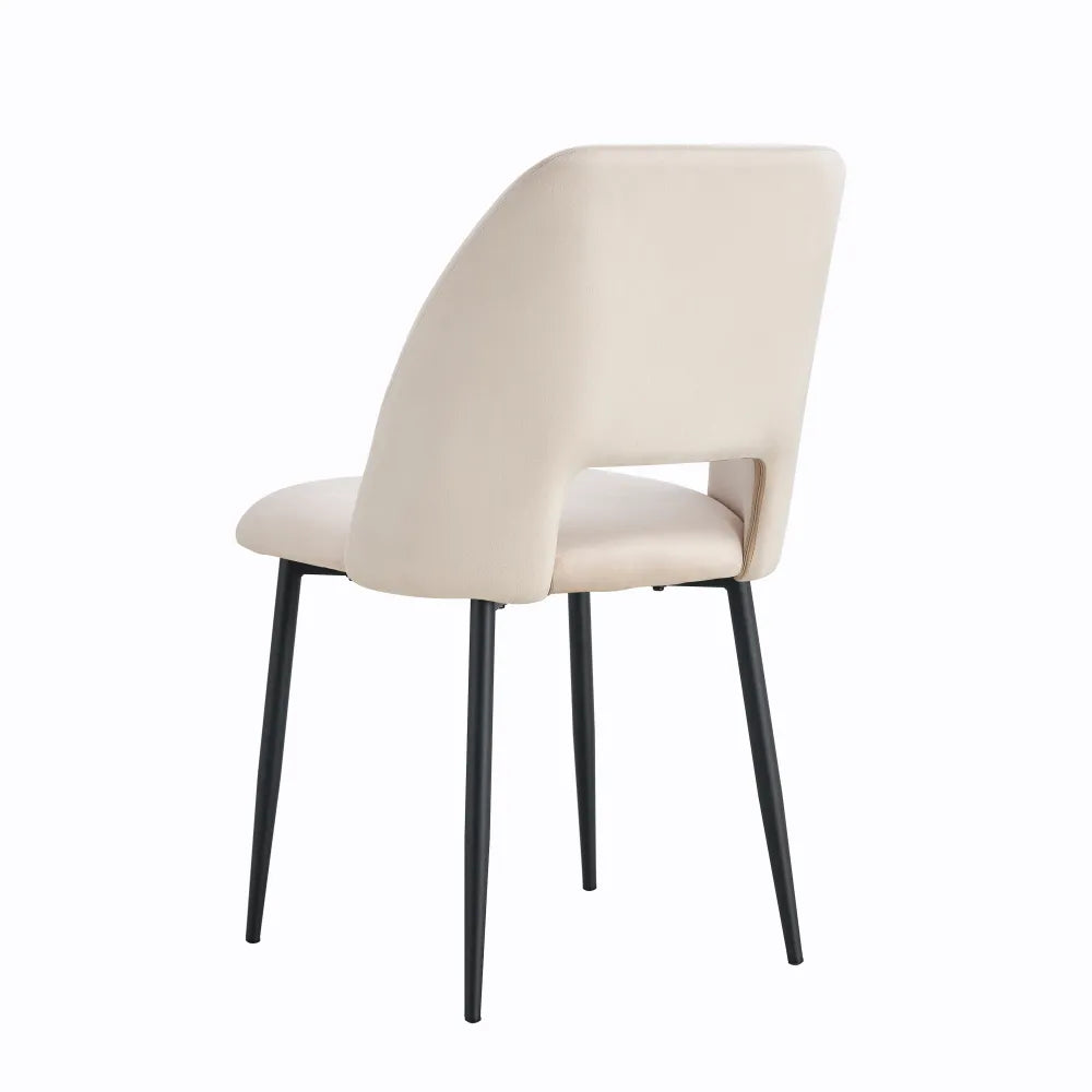 Chaise AVA métal NOIR velours TAUPE, GRIS ET BEIGE