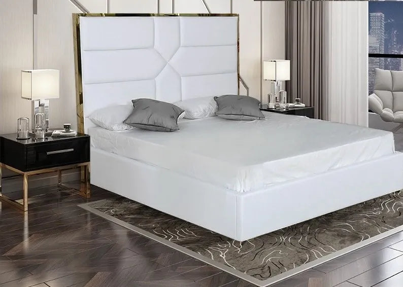 Lit MARK en simili cuir BLANC 160x200cm