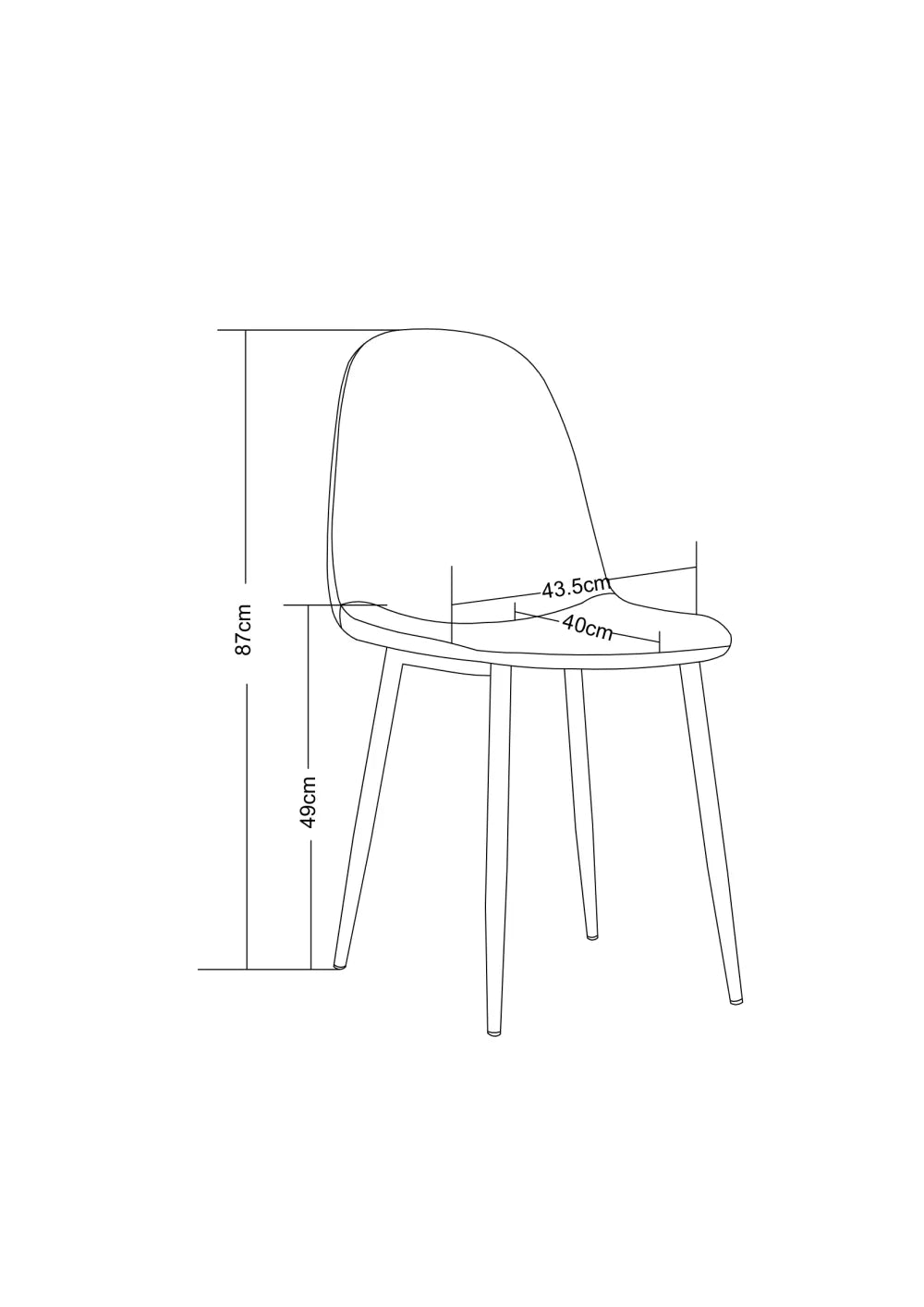 Chaise SCANDINAVE VELOURS gris pied CHROME