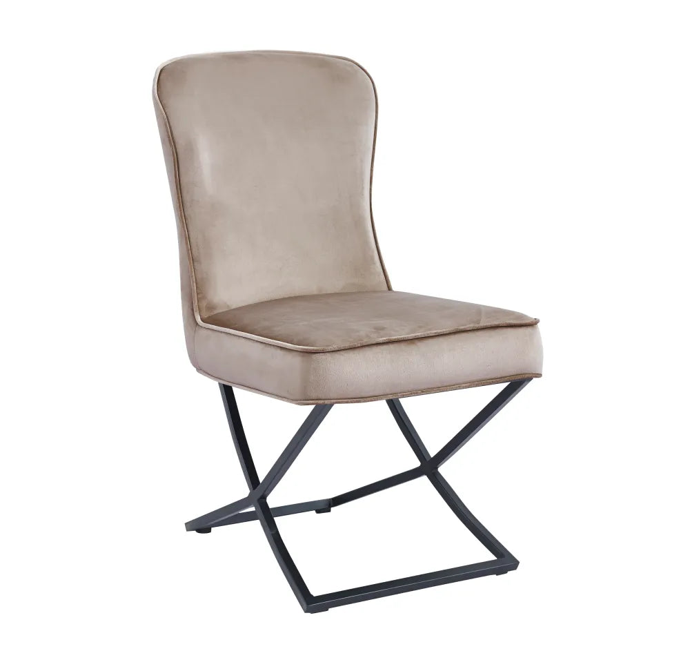 Chaise GABRIELLE METAL NOIR velours BEIGE, TAUPE, ANTHRACITE et NOIR