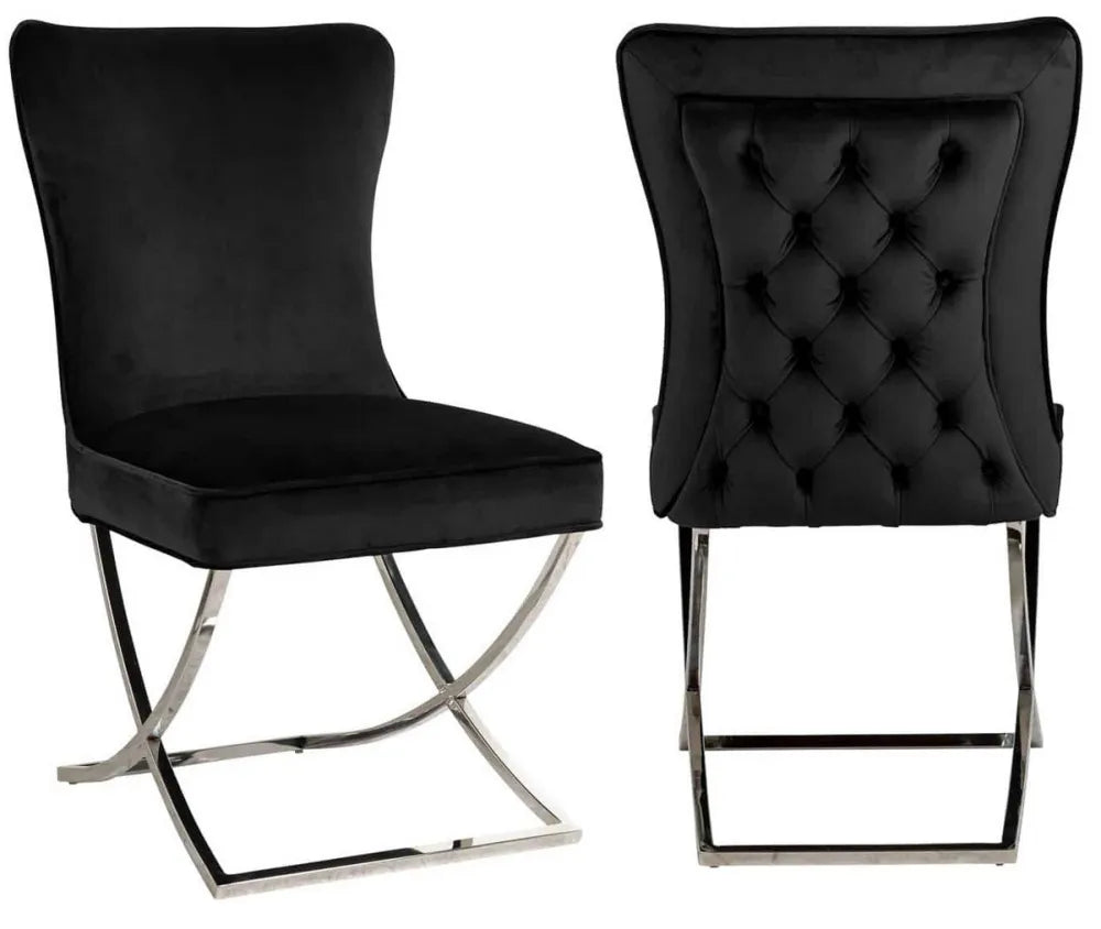 Chaise GABRIELLE pied CHROME velours BEIGE, TAUPE, ANTHRACITE, NOIR