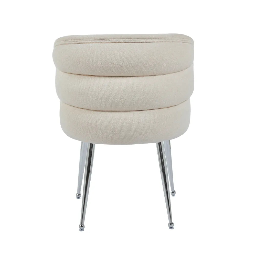 Chaise SACHA pied chrome tissus effet LIN ECRU, MOKA, GRIS, ANTHRACITE