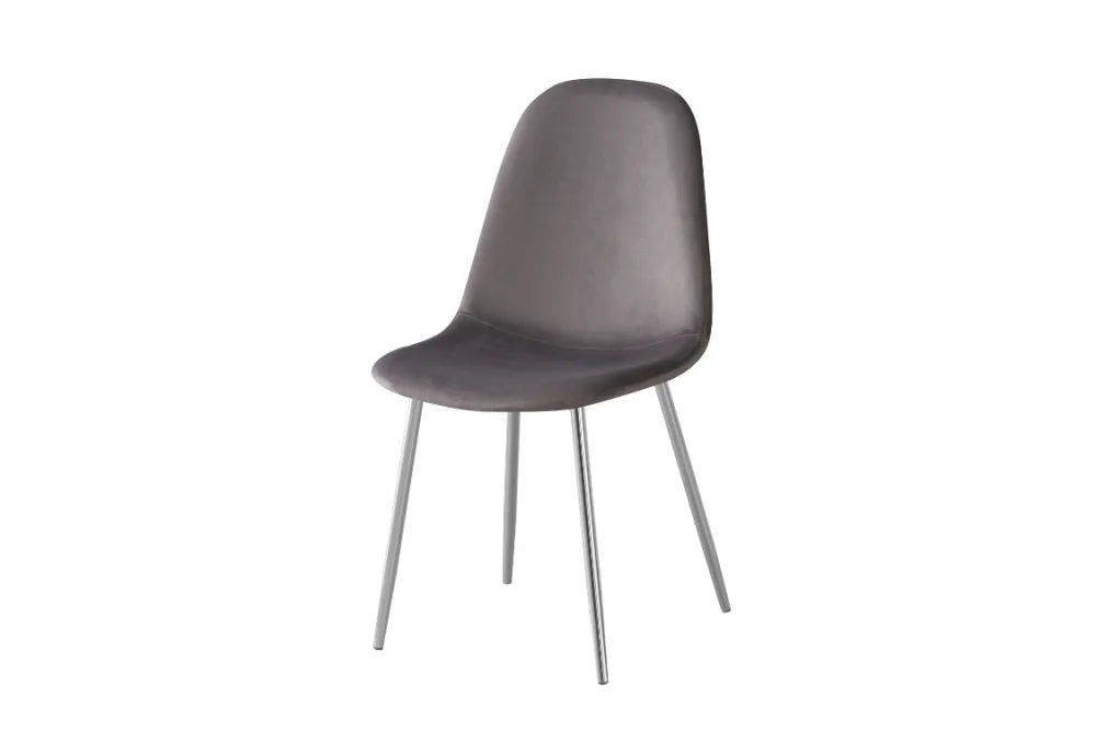 Chaise SCANDINAVE VELOURS gris pied CHROME