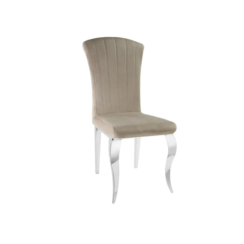 Chaise LOUIS chrome velours NOIR, ECRU, TAUPE, GRIS ET ARDOISE GRIS