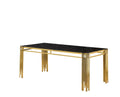 Table à manger FLUTE Gold Plateau en verre #couleur_marbré-noir
