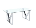Table à manger IGREC CHROME PLATEAU TRANSPARENT 180x90x75cm