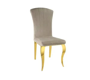 Chaise Louis GOLD en velours NOIR, GRIS, TAUPE, BEIGE et ECRU